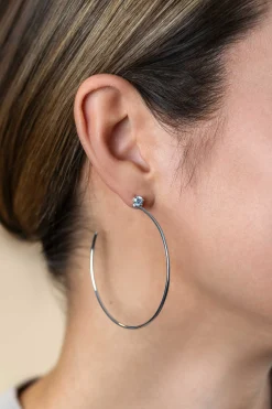 Best Zinzi 55mm zilveren oorstekers 5mm witte zirconia met halve oorringen 55mm en 1,5mm buisdikte ZIO2574