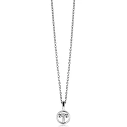 Hot Zinzi 9mm zilveren Ram sterrenbeeldhanger bezet met witte zirconia ZIH-RAM (zonder collier)