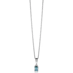 Best Zinzi 17mm zilveren rechthoekige hanger bezet met een petrol blauwe kleursteen ZIH2614 (zonder collier)