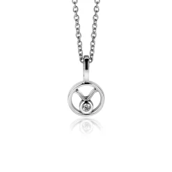 New Zinzi 9mm zilveren Stier sterrenbeeldhanger bezet met witte zirconia ZIH-STI (zonder collier)
