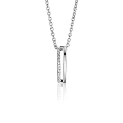 Discount Zinzi 15mm zilveren strakke hanger bezet met witte zirconia's ZIH2452 (zonder collier)