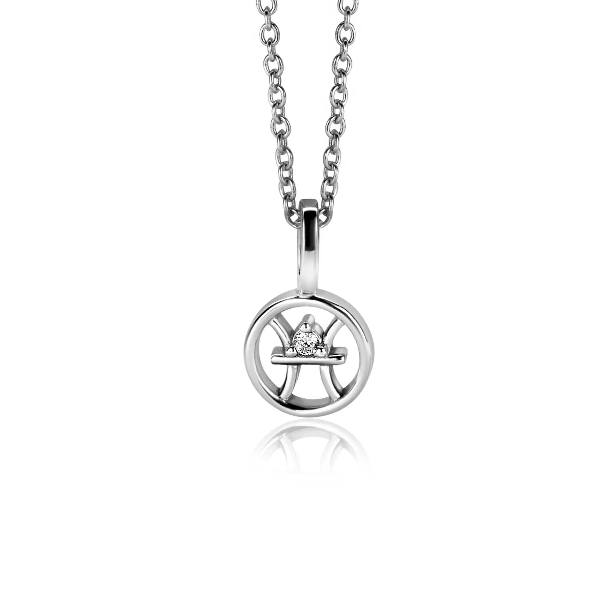 Discount Zinzi 9mm zilveren Vis sterrenbeeldhanger bezet met witte zirconia ZIH-VIS (zonder collier)