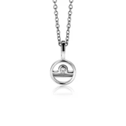 Clearance Zinzi 9mm zilveren Weegschaal sterrenbeeldhanger bezet met witte zirconia ZIH-WEE (zonder collier)