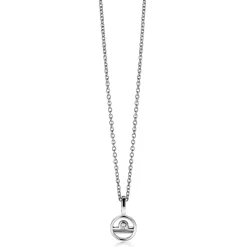Clearance Zinzi 9mm zilveren Weegschaal sterrenbeeldhanger bezet met witte zirconia ZIH-WEE (zonder collier)