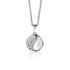 Hot Zinzi 18mm zilveren Yin Yang hanger rond, bezet met parelmoer en witte zirconia's. Yin Yang staat symbool voor: balans, harmonie, dynamiek en verbondenheid ZIH2423 (zonder collier)