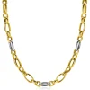 Outlet Zinzi bicolor schakelketting (7mm breed) met afwisselend gold plated jasseron schakels en grote zilveren ovale schakels 45cm ZIC2639