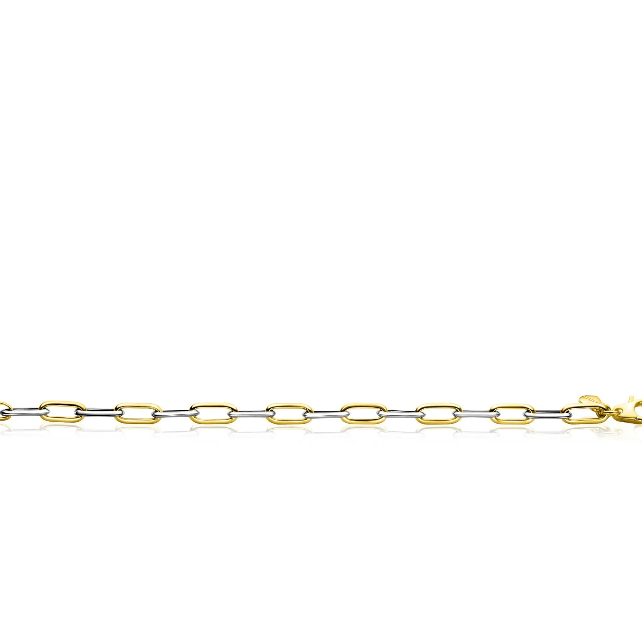 Sale Zinzi bicolor zilveren ovale schakelarmband 6mm breed 20cm ZIA2668