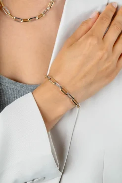 Sale Zinzi bicolor zilveren ovale schakelarmband 6mm breed 20cm ZIA2668