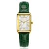 New Zinzi Elegance bicolor horloge witte wijzerplaat en rechthoekige goudkleurige kast en groene leren band 28mm extra dun ZIW1907G