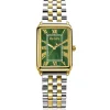 Sale Zinzi Elegance horloge groene wijzerplaat en rechthoekige kast stalen bicolor schakelband 28mm extra dun ZIW1935