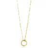 Hot Zinzi Gold 14 karaat gouden paperclip collier met opvallende ronde voorsluiting, waaraan je hangertjes kunt hangen 45cm ZGC493