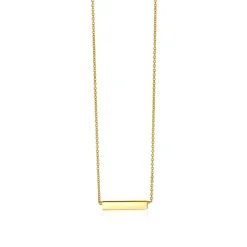Sale Zinzi Gold 14 karaat gouden collier plaatje glad 42cm ZGC176