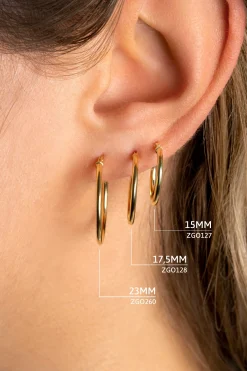 Best Zinzi Gold 14 karaat gouden oorringen ronde buis 23 x 1,5mm ZGO260