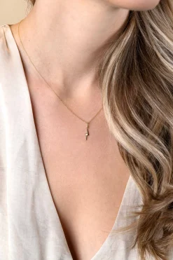 Discount Zinzi Gold 14 karaat gouden hanger met glimmende bliksemschicht 18mm ZGH402 (zonder collier)
