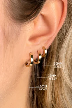 Clearance Zinzi Gold 14 karaat gouden oorringen vierkante buis luxe sluiting 10 x 2,3mm ZGO303