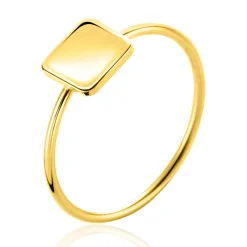 Sale Zinzi Gold 14 karaat gouden ring met glanzend vierkant plaatje ZGR485