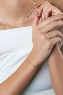 Best Zinzi Gold 14 karaat gouden massieve armband met glanzende fantasie plaatjes 1,7mm breed 17-19cm ZGA497