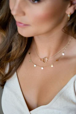 Outlet Zinzi Gold 14 karaat gouden collier met 7 rondjes 45cm ZGC167