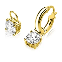 Online Zinzi Gold 14 karaat gouden creoolhangers rond wit ZGCH143 (zonder oorringen)