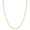 New Zinzi Gold 14 karaat gouden massieve ketting met lange paperclip-schakels gecombineerd met jasseron schakels 41-43cm ZGC495