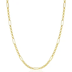 New Zinzi Gold 14 karaat gouden massieve ketting met lange paperclip-schakels gecombineerd met jasseron schakels 41-43cm ZGC495