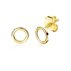 Outlet Zinzi Gold 14 karaat gouden oorknoppen open rond 6mm ZGO163