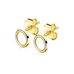 Outlet Zinzi Gold 14 karaat gouden oorknoppen open rond 6mm ZGO163