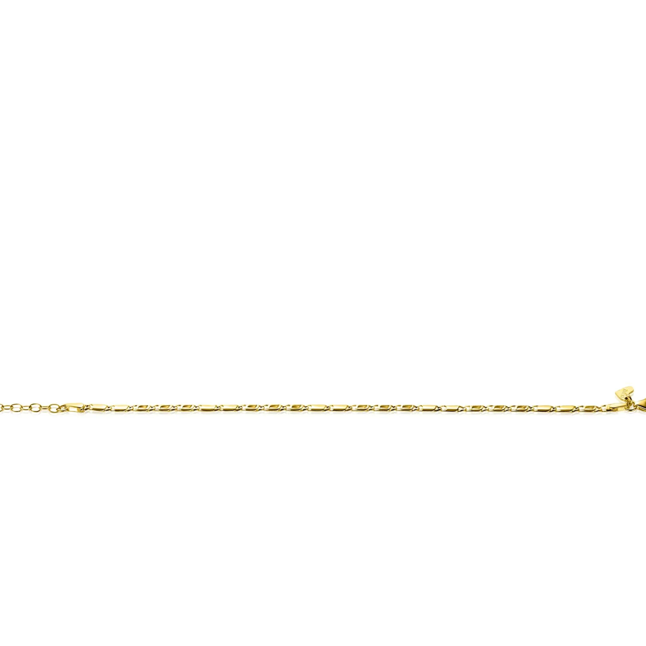 New Zinzi Gold 14 karaat gouden massieve armband met valkenoog schakels en glimmende plaatjes 2,6mm breed 17-19cm ZGA499