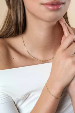 Zinzi Gold 14 karaat gouden massieve gourmet ketting met valkenoog schakels 2mm breed 41-43cm ZGC498