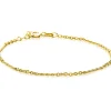 Sale Zinzi Gold 14 karaat gouden massieve armband met bewerkte gedraaide staafjes en fijne jasseron schakels 2mm breed 17-19cm ZGA500