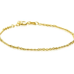 Sale Zinzi Gold 14 karaat gouden massieve armband met bewerkte gedraaide staafjes en fijne jasseron schakels 2mm breed 17-19cm ZGA500