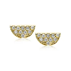 Hot Zinzi Gold 14 karaat gouden oorknoppen halve maan wit zirconia ZGO220