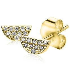 Hot Zinzi Gold 14 karaat gouden oorknoppen halve maan wit zirconia ZGO220