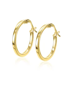 New Zinzi Gold 14 karaat gouden oorringen vierkante buis 15 x 1,5mm ZGO305