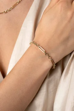 Discount Zinzi Gold 14 karaat gouden armband met trendy paperclip-schakel en ovale schakels van 4mm breed. lengte 19cm ZGA473