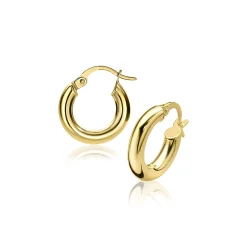 Clearance Zinzi Gold 14 karaat gouden oorringen ronde buis 13 x 3mm ZGO129