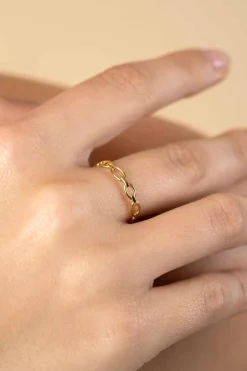 Online Zinzi Gold 14 karaat gouden ring met ovale schakels van 3mm breed ZGR368