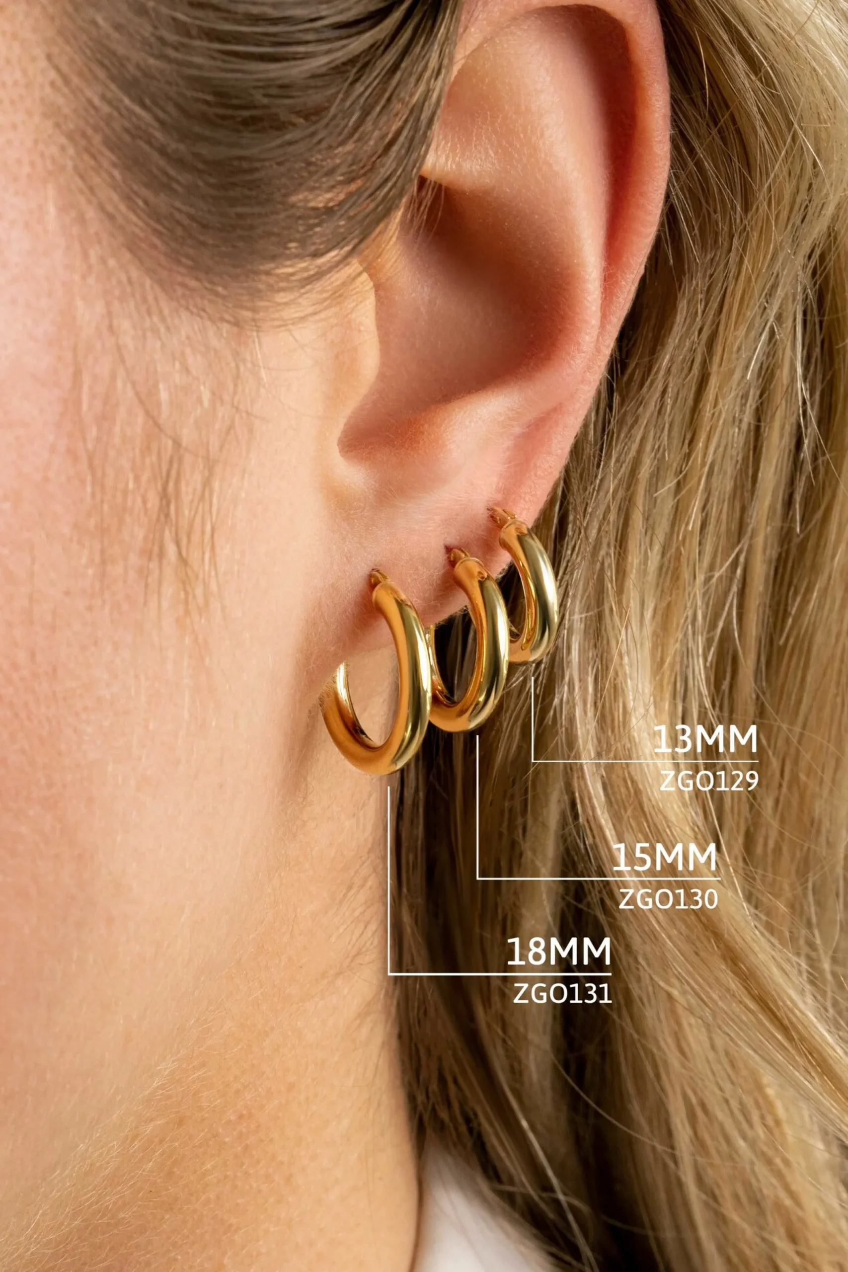 Best Zinzi Gold 14 karaat gouden oorringen ronde buis 15 x 3mm ZGO130