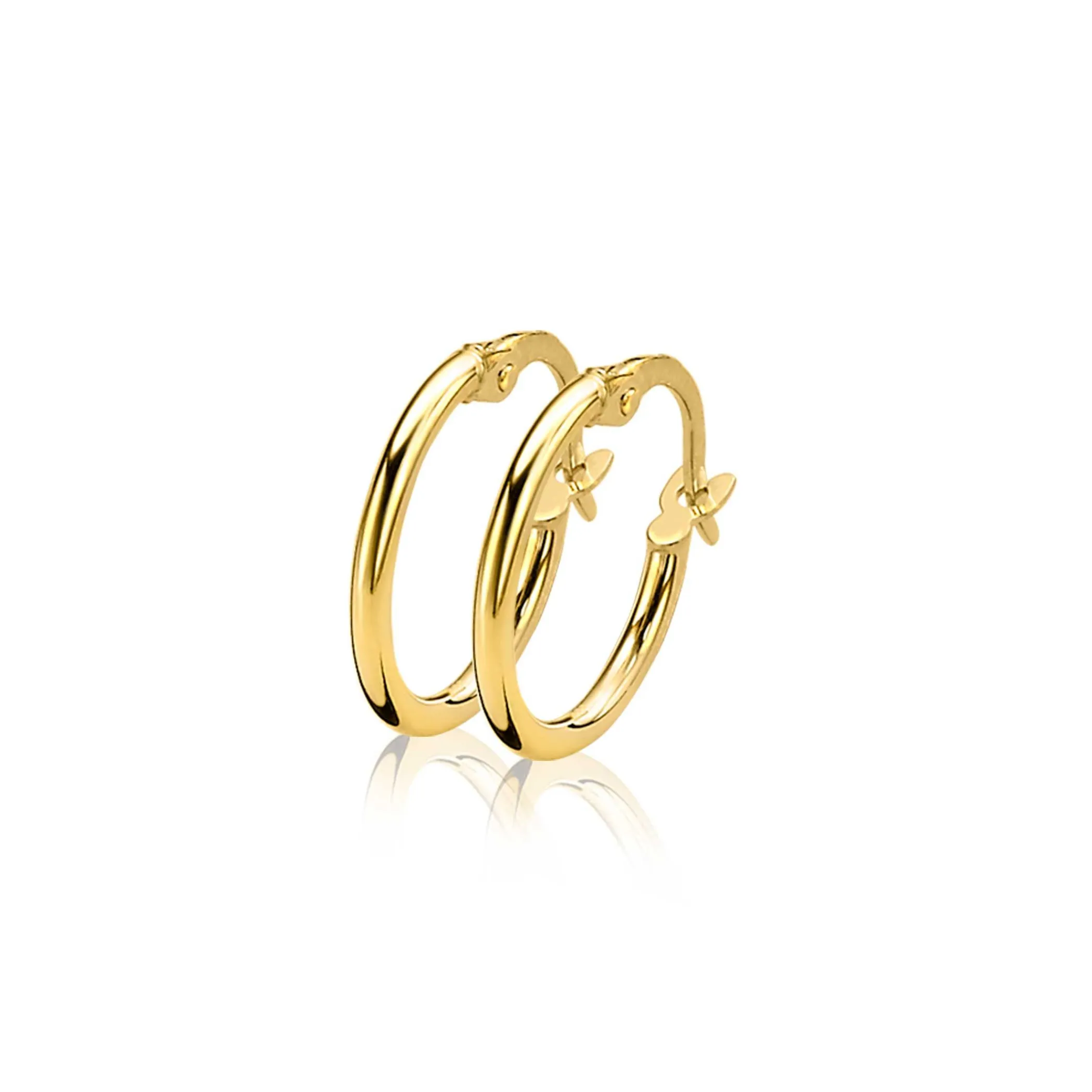 Discount Zinzi Gold 14 karaat gouden oorringen ronde buis 13,5 x 1,5mm ZGO126