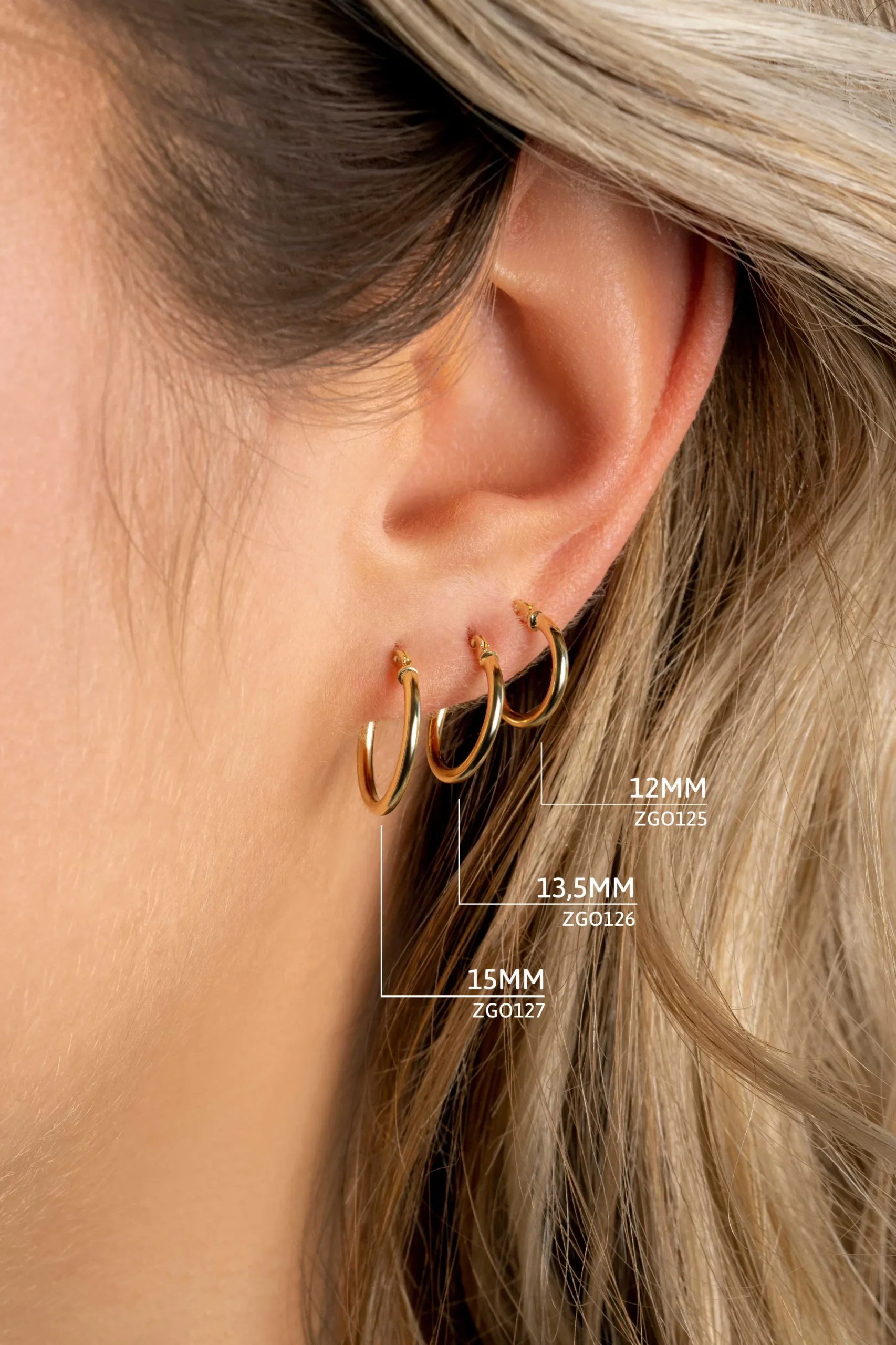 Discount Zinzi Gold 14 karaat gouden oorringen ronde buis 13,5 x 1,5mm ZGO126