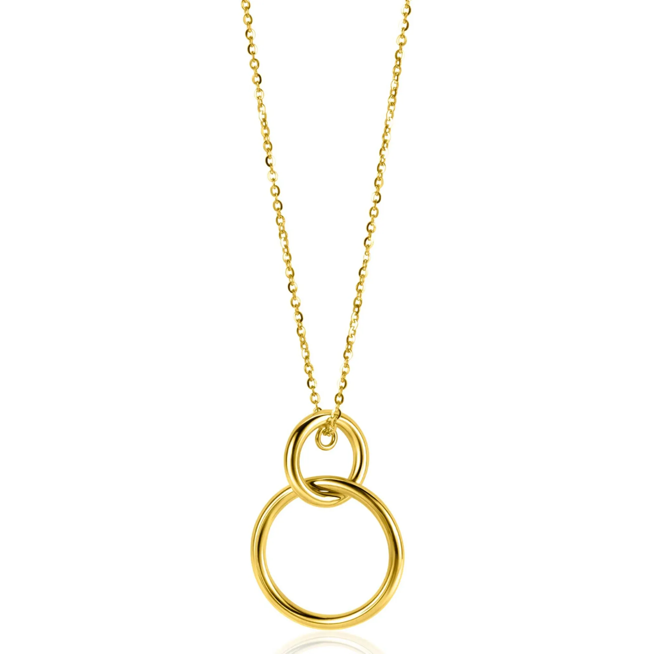 Hot Zinzi Gold 14 krt gouden anker ketting 42-45cm met trendy hanger (26mm) met verbonden open ronde vormen ZGC446