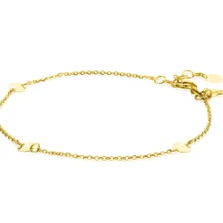 Discount Zinzi Gold 14 krt gouden armband met subtiele jasseron schakels en drie ronde gladde plaatjes 5mm breed 18-20cm ZGA444