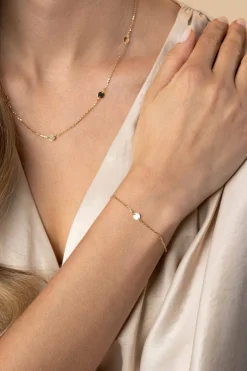 Discount Zinzi Gold 14 krt gouden armband met subtiele jasseron schakels en drie ronde gladde plaatjes 5mm breed 18-20cm ZGA444