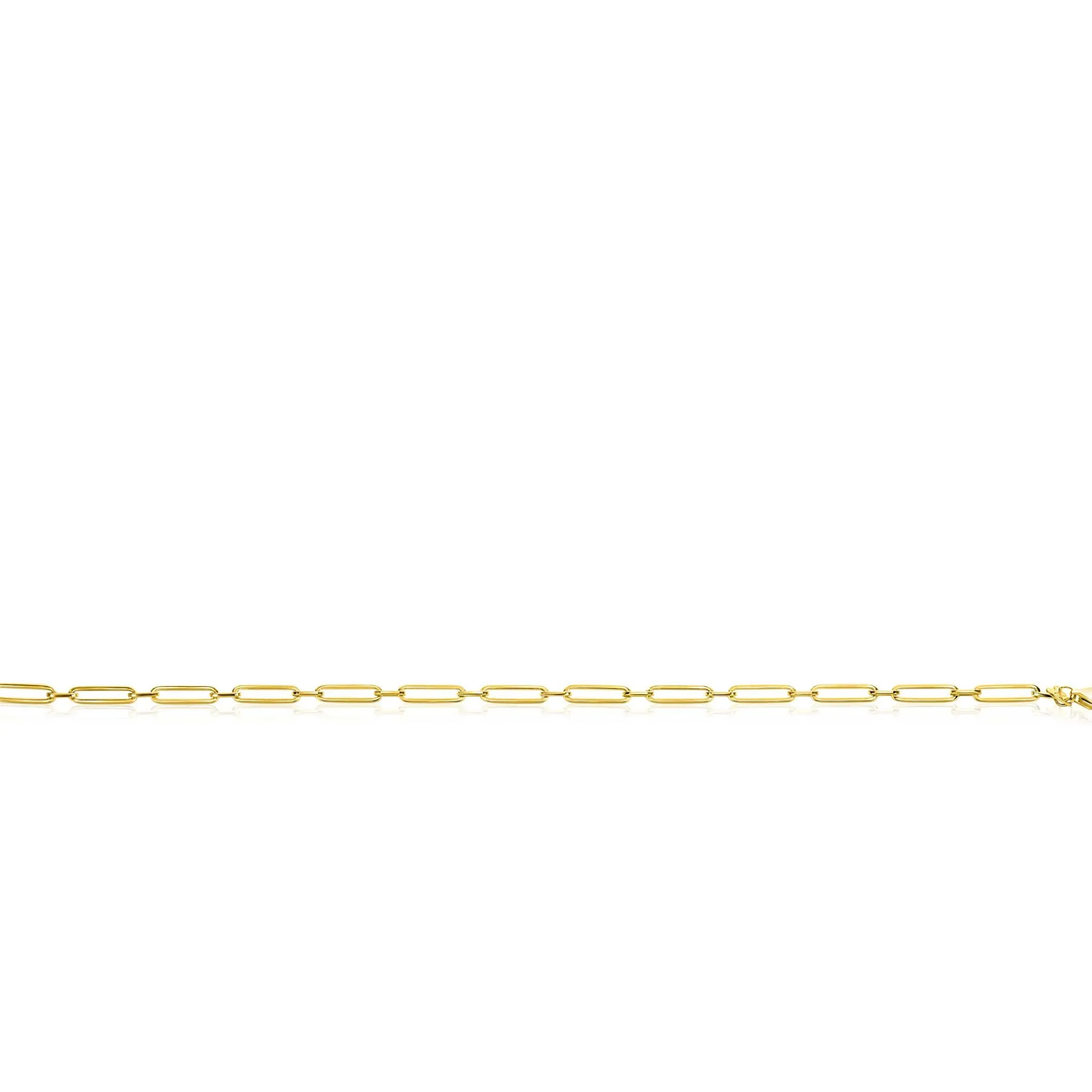 Clearance Zinzi Gold 14 krt gouden armband met trendy paperclip/closed for ever schakels met tussenoog 3mm breed, lengte 19cm ZGA470