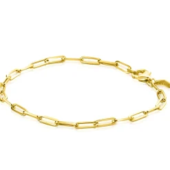 Zinzi Gold 14 krt gouden armband met trendy paperclip/closed for ever schakels 3mm breed, lengte 19cm ZGA346