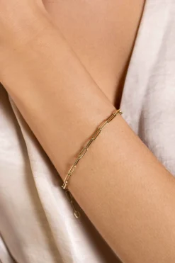 Zinzi Gold 14 krt gouden armband met trendy paperclip/closed for ever schakels 3mm breed, lengte 19cm ZGA346