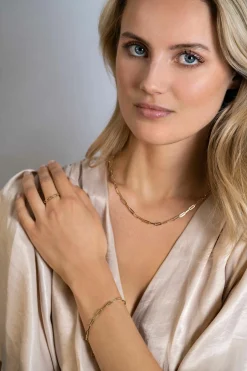 Zinzi Gold 14 krt gouden armband met trendy paperclip/closed for ever schakels 3mm breed, lengte 19cm ZGA346