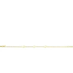 Hot Zinzi Gold 14 krt gouden armband met subtiele jasseron schakels en drie open rondjes 6,5mm breed 18-20cm ZGA445