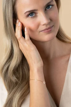 Hot Zinzi Gold 14 krt gouden armband met subtiele jasseron schakels en drie open rondjes 6,5mm breed 18-20cm ZGA445