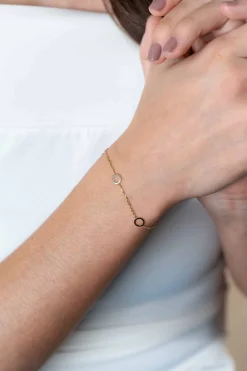 Hot Zinzi Gold 14 krt gouden armband met subtiele jasseron schakels en drie open rondjes 6,5mm breed 18-20cm ZGA445